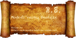 Modránszky Beatrix névjegykártya
